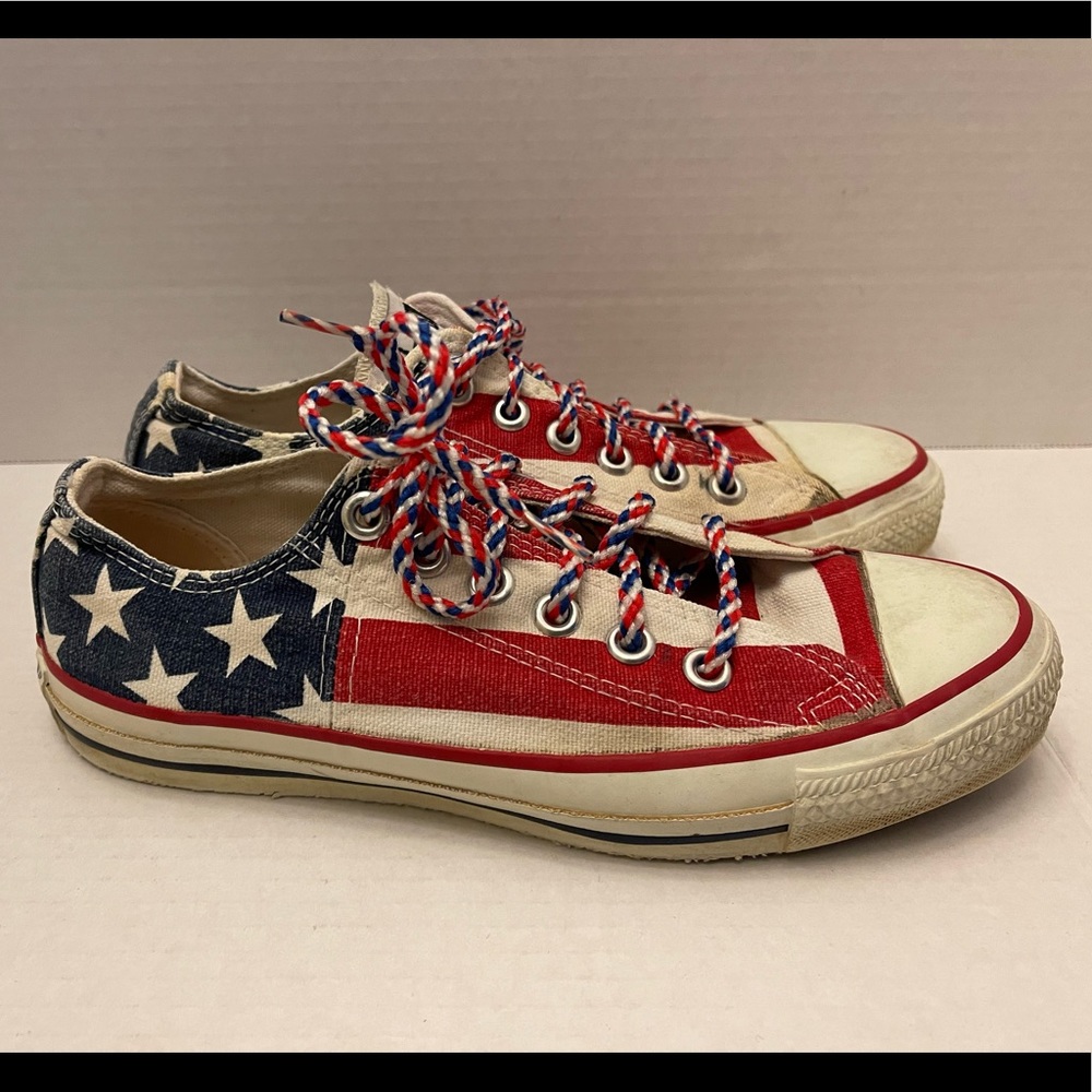 VINTAGE Converse All Star American Flag Low Tops Men 5 Women 7 Made in USA